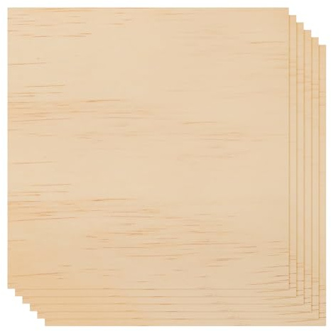 sourcing map 6 Pcs Real Wood Veneer Sheets, 30 x 30cm Laminate Wood Boards Square for Handicrafts, Jewelry Boxes, Door Panels, Laser Cutting, Painting (Birch)