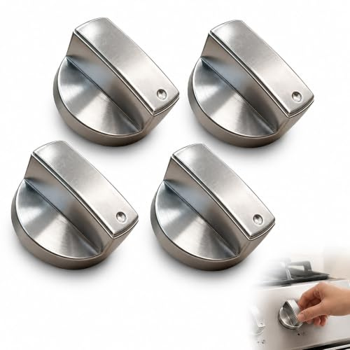 4 Pack Universal Cooker Knobs, 6mm Zinc Alloy Gas Hob Knobs Replacement | Universal Cooker Replacement Knobs for Hobs, Ovens, Stoves & Durable Metal Switch Control Knobs, Precise Temperature Control