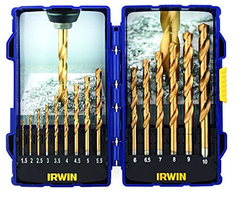 Irwin 10503991 - Juego de Brocas con Recubrimiento de Titanio (de Acero rápido, 15 Unidades)