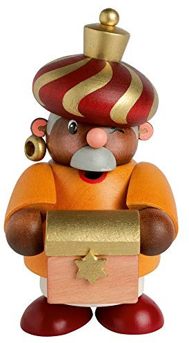 KWO Olbernhau Räuchermann Balthasar, Mini, 11 cm, Holz, Mehrfarbig