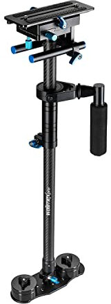 Walimex Pro StabyPod L Schwebestativ Steadycam zur Stabilisierung von DSLR-Kameras (Größe max.120 cm, Carbon, Schnellwechselplatte, 15mm Rods, Gegengewichte)