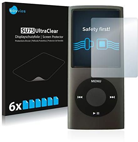 Savvies 6 Stück Schutzfolie für Apple iPod nano (4. Gen.) Displayschutz-Folie Ultra-Transparent