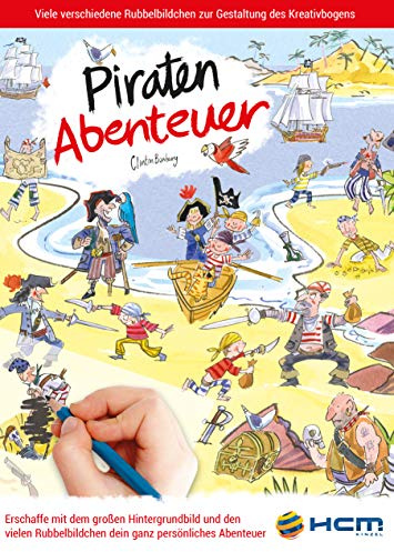 HCM Kinzel 47113 Malbuch Piraten Abenteuer Rubbelbildchen, Mehrfarbig