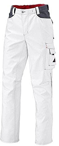 BP Workwear 1788-555-21 Arbeitshose - Gummizug im Rücken - Bundfalten - Normale Passform - Größe: 60n - Farbe: weiß/dunkelgrau