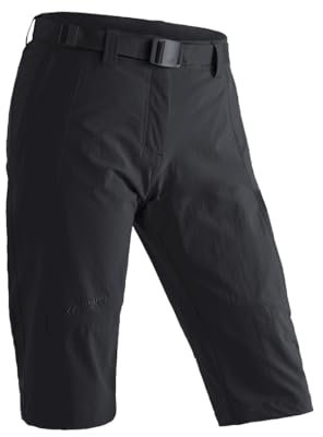 Maier Sports Kluane, Kurze Damen Wanderhose, Wasserabweisende Outdoorhose für Trekking und Hiking, PFC-frei, mSTRETCH pro 4 & Dryprotec, Schwarz, 50 (W42/L32)
