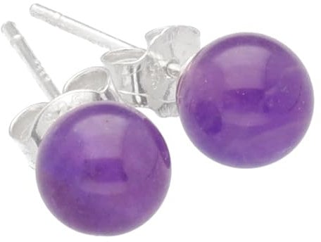 Amethyst Ohrstecker | Edelstein Ohrringe | Kugel/Perle 6 mm Durchmesser | 925er Silber