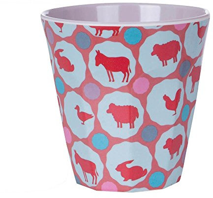 Overbeck and Friends Francis Tiere Melamin Becher hellrot/rot/Flieder 250 ml - Kindergeschirr Trinkbecher Kunststoff spülmaschinenfest BPA frei