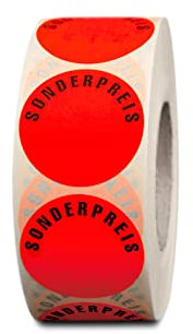 Aktionsetiketten Sonderpreis Rund ø 32mm leucht-rot ablösbar 1.000 runde Sonderpreis-Aufkleber, Haftetiketten, runde Etiketten