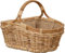 Tragekorb Holzkorb mit Griff Kaminholzkorb zum Tragen Brennholz Korb Träger aus Rattan mit Jute Stoff (Klein, Hell Natur)