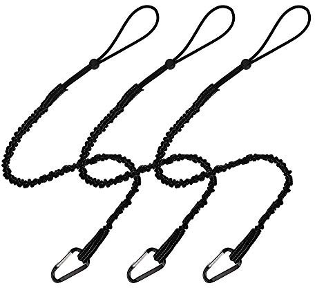 CYSKY Werkzeug-Schlüsselband, 3 Stück mit Aluminiumkarabiner und Verstellbarer Schlaufe, maximales Gewicht 13.6KG / 30lb, Absturzsicherung mit Schockseilstopper, Sicherheitsleine für Arbeitsgeräte
