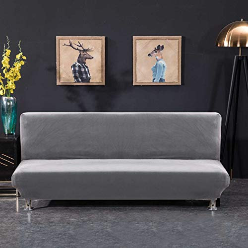 PETCUTE Sofabezug ohne armlehne futonbezug Stretch sofahusse ohne armlehne sofaüberwurf schlafsofa bezug ohne armlehne Grau