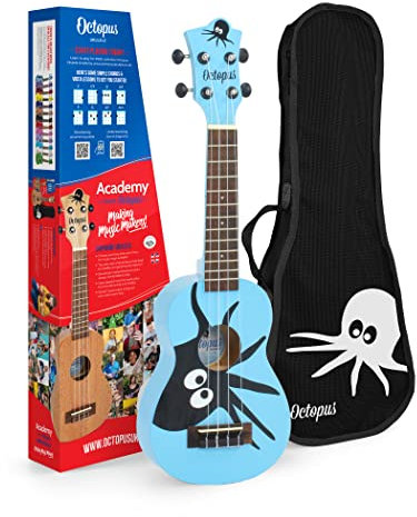 Octopus Sopran-Ukulele mit Oktopus-Design auf Blau