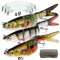 MEJOSER 3 Pcs Hecht Köder mit Vorfach und Box Angeln Wobbler Kunstköder Set Jerkbait Swimbait Hardbait mit 2 Drillingshaken Köder für Hecht Barsch Forelle