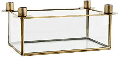 Madam Stoltz Dekorative goldene Glasvitrine mit Kerzenhalter