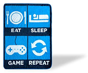 Just Funky Eat Sleep Game Repeat Große Gamer-Fleecedecke | 152,4 x 114,4 cm