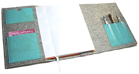 Handmade Kalender Organizer Kalenderhülle Merino Wollfilz mit Kork Farbwahl für Din A5 Buchkalender, Notizbuch, Buch