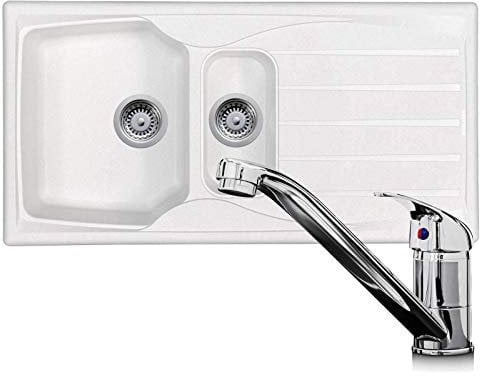 Astracast Sierra 1.5 Bowl White Kitchen Sink & KT1 Chrome Single Lever Tap