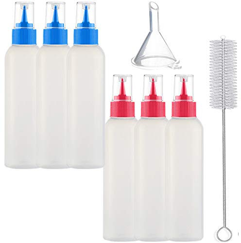 Squeeze Bottles, Writer Bottle for Cookies Icing Sugar Decorating/Cake Biscuit Pancake Food Coloring, BPA-FREE Baking Tools Arts Crafts Kit Applicator Bottles with Brush Funnel, 60mL 6pcs