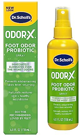 Dr. Scholl's ODOR-X FOOT ODOR PROBIOTIC SPRAY, 4 oz // Immediately Eliminates The Worst Odors - Prevents Embarrasing Odors From Returning - Restores Skin's Microbiome