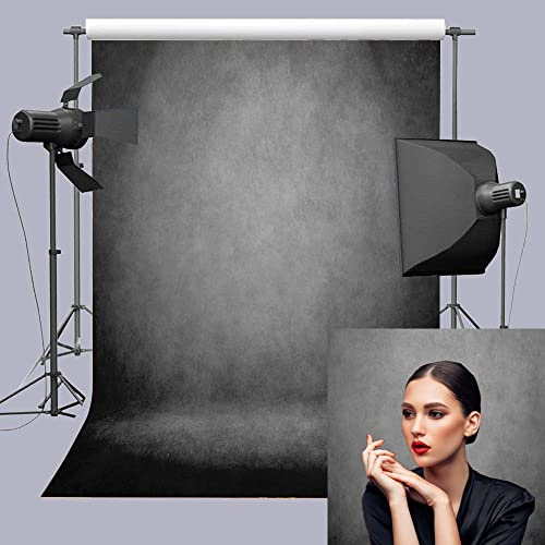 INRUI Retro Abstract Grey Portrait Photography Backdrop 6x8FT | Lightweight Vinyl for Studio Portrait Shooting & Dark Texture Photo Decor