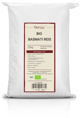 25kg riz basmati BIO décortiqué - riz basmati aromatique BIO sans additifs - riz parfumé bio en vrac