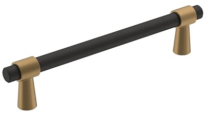 Amerock | Cabinet Pull | Matte Black/Champagne Bronze | 5-1/16 inch (128 mm) Center-to-Center | Mergence | 1 Pack | Drawer Pull | Cabinet Handle | Cabinet Hardware