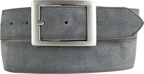 BELTINGER Herren-Gürtel aus Veloursleder mit Doppel-Schnalle 4 cm | Velour-Ledergürtel für Herren 40mm | Wildleder-Gürtel 4cm | Dunkelgrau 120cm
