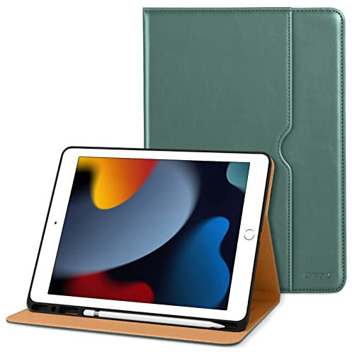 DTTO Funda para iPad de 9ª/8ª/7ª generación de 10.2 Pulgadas 2021/2020/2019, Funda de Cuero de Primera Calidad con Soporte para lápiz Apple, Encendido y Apagado automático y múltiples ángulos de