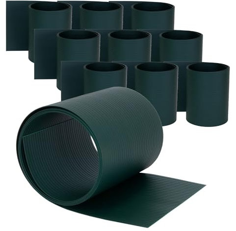 Jardinion Doppelstabzaun Sichtschutzstreifen PVC 250cm, 10 Stück, 6mm Rillen Grün Geeignet als Balkon Sichtschutz, Terrasse- und Gartenzaun Sichtschutz, einfache Montage