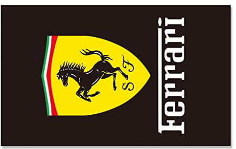 Rennwagen-Dekoration, Flagge für Ferrari-Banner, 91 x 152 cm, Polyester mit 2 Messingösen, lebendige Farben, HD-Druck, Ausstellung, Rennen, Autofans, Veranda, Garagendekoration (schwarz)