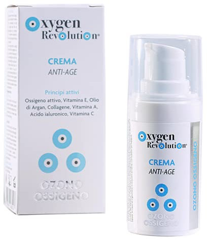 Oxygen Revolution Crema anti-age nutriente a base di ossigeno-ozono con Acido Ialuronico e Collagene, anti-rughe, ricco di principi attivi, profonda penetrazione nella pelle, 15ml
