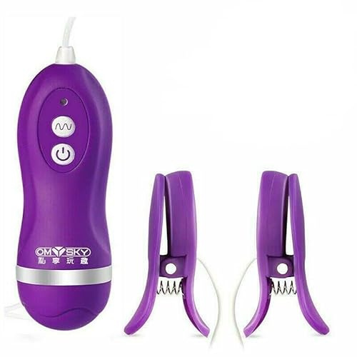 Vibrating Breast Nipple Clamps Vibrator Clit Clip 10 Vibrating Mode for Women Purple