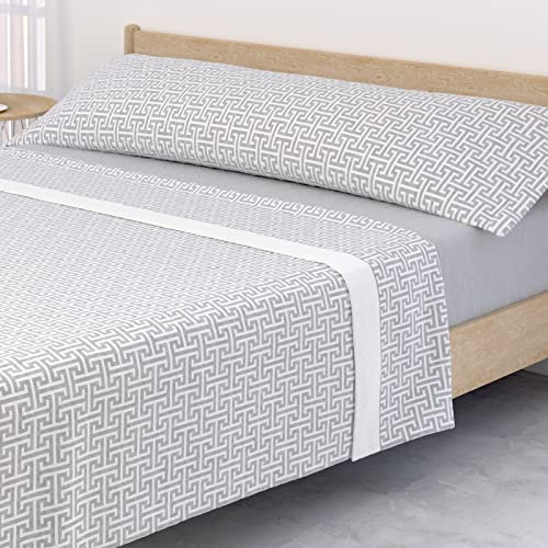 Victorio & Lucchino Juego de sábanas Coralina, térmica para Invierno, Tacto Suave - Modelo Marta (Gris Embozo Blanco, 150 Cm)