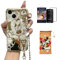 Hosiss Cartoon Case for iPhone 14 6.1 with HD Screen Protector, Minnie Mouse with Wrist Strap Kickstand Metal Chain Strap Soft TPU Shockproof Protective for Girls Women