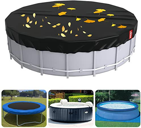 LSESEN 3 m Pool-Abdeckung, rund, Solarabdeckungen für oberirdische Pools, Staub-Pool-Abdeckung mit Kordelzug-Design für runde aufblasbare Schwimmbäder, Whirlpool-Abdeckung, staubdichte Abdeckung.