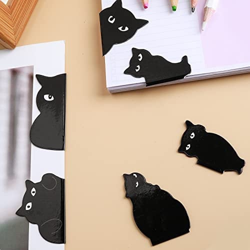 Mabor 6 Stück Magnetische Lesezeichen, Schwarze Niedliche Katzen-Designs, Starker Halt Für Buchliebhaber