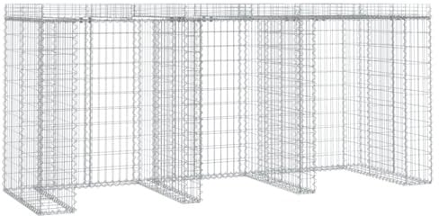 vidaXL Mur de Gabion pour Poubelle, Mur de Soutènement, Panier de Gabion, Gabion pour Pierre, Décoration de Jardin Patio, Fer Galvanisé