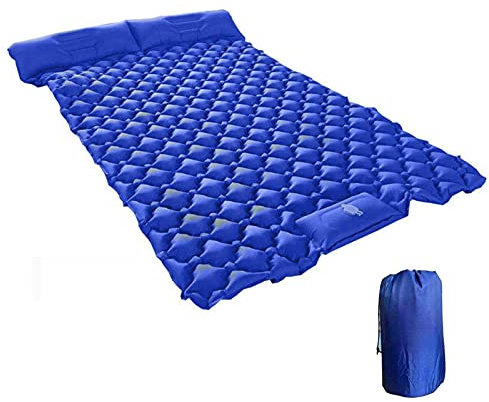 Aufblasbare Schlafmatratze, Doppel-Campingmatte, selbstaufblasend, wasser- und feuchtigkeitsbeständige Rollmatten, Isomatte mit integrierter Luftpumpe, ultraleicht und kleines Packmaß, für draußen