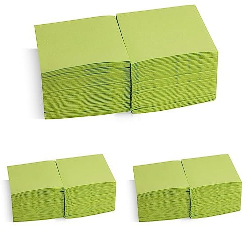 MORIGAMI SER22107612 Coktail, Serviette 20x20, 2-lagig, 1/4-Falz, 100 Servietten, Kiwi-Spitze (Packung mit 3)