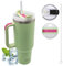 STARLA Mug Isotherme avec paille et poignée, 1,2l grand, 2 couvercles, tasse isotherme étanche, tasse à café à emporter, tasse à eau, tasse à boisson, tasse de voyage, tasse à boire (Vert clair)