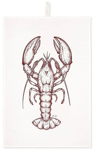 Ligarti® Geschirrtuch Halbleinen (Made in EU) I Design Küchenhandtuch 50x70 cm I ÖKO-TEX I Abtrockentücher | Hummer
