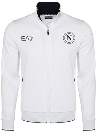 SSC Napoli Felpa Rappresentanza Bianca, EA7, Prodotto Ufficiale, Logo SSCN, chiusura zip, tasche laterali, XXL