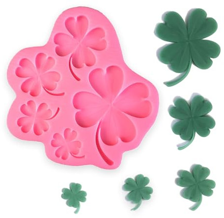 Cestony Stampi in silicone a forma di quadrifoglio/erba fortunata a 5 cavità, per decorazioni fai da te, torte, fondente, biscotti, sapone, zucchero, budino, cioccolato, caramelle, dessert, candele