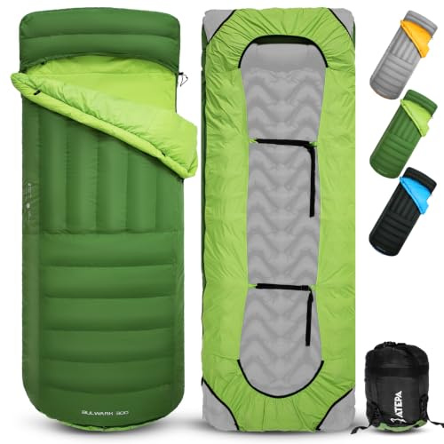 ATEPA Down Sleeping Bag for Backpacking Ultralight 650 FP, 20℉/30℉ 3/4 Season 2-Piece Sleeping Bag Recyclable Material with Compression Sack, as Blanket