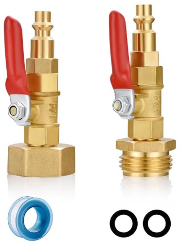 SIGURANTA Lot de 2 adaptateurs de soufflage pour camping-car Winterize avec prise à connexion rapide de 6,35 mm et filetage de tuyau d'arrosage de 1,9 cm avec valve pour systèmes d'arrosage de bateau,