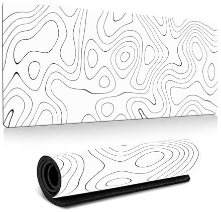 Alfombrilla de ratón XXL, alfombrilla de ratón para videojuegos, color blanco, 800 x 300 x 3 mm, grande, antideslizante, alfombrilla de escritorio FPS, superficie especial, mejora la velocidad y la