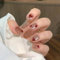 Ceboic 24 Pièces Français Faux Ongles Carrés Press on Nails Court Amour Rouge Glossy Couverture Complète Faux Ongles à Coller Oeil de chat Dessin Acrylique Bâton sur Ongles pour Femmes et Filles