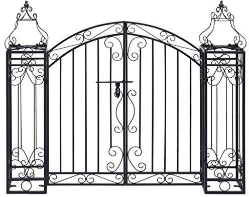 Mengtu Deko Gartentor Schmiedeeisen 122×20,5×100 cm Pforte Tor Gartentür Gartenpforte Zauntor Zauntür Hoftor Hoftür Einfahrtstor für Terrasse GartenInnenhof Garten Möbel