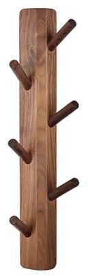 JITEM Porte-Manteau Mural en Bois Massif, Porte-Manteau Vertical, Porte-Chapeau Mural Moderne en Bois avec 6 Crochets, Cintre décoratif pour Chapeaux, Vestes, Sacs