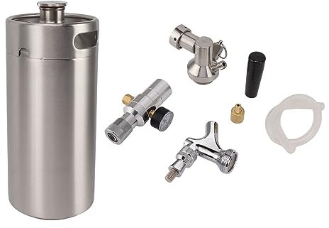 DADEa Dispensador de Cerveza para el Hogar, Mini Barril de Acero Inoxidable de 3,6 L con Grifo, Calibre de 150 PSI, Dispensador de Cerveza Artesanal Presurizado para Elaboración de Cerveza Casera, Min